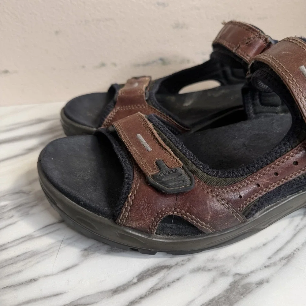 ECCO Yucatan Men's 45 US 11 Brown Nubuck Leather Hiking Walking Sport Sandals